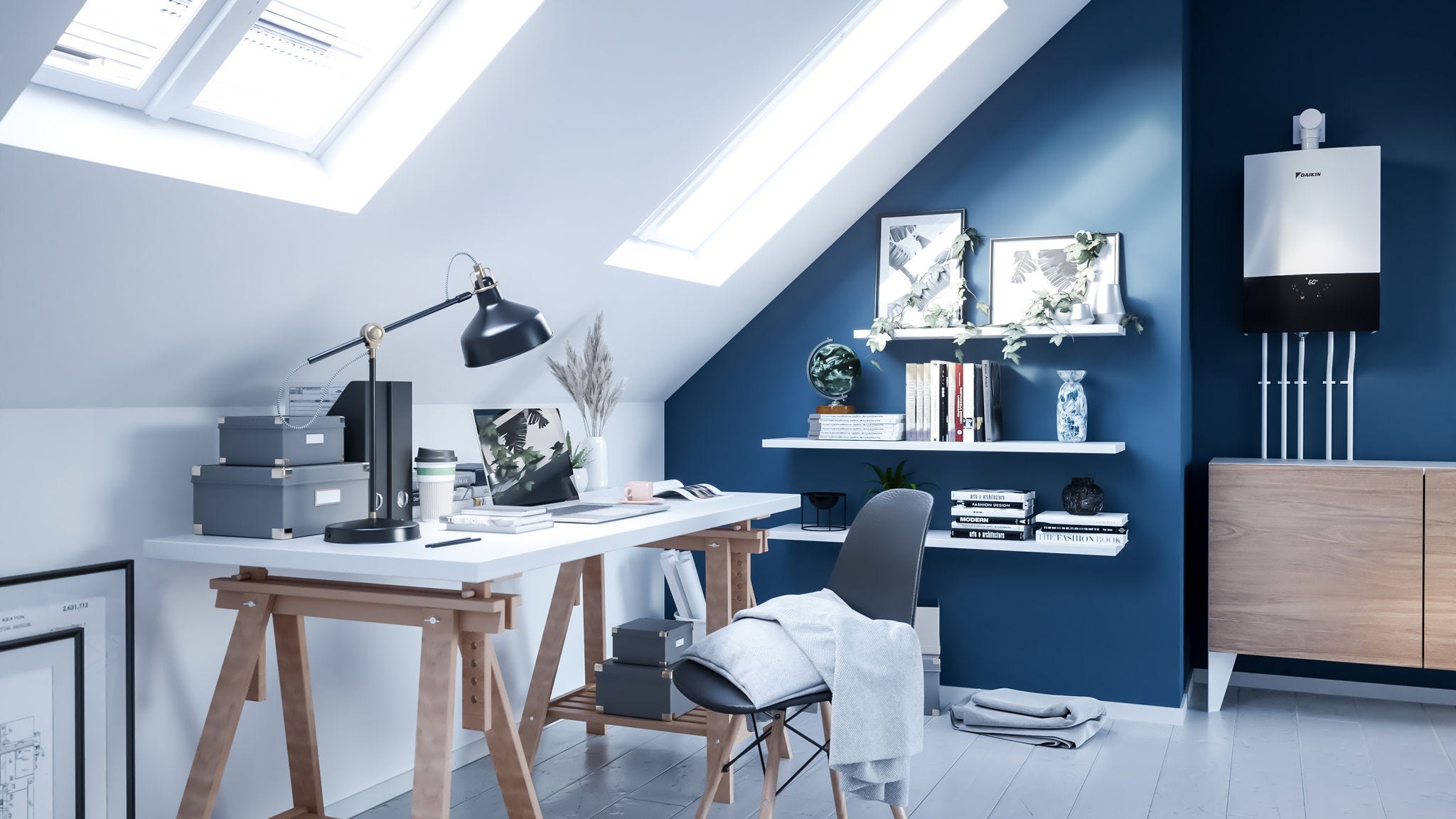 Unutrašnja jedinica gasnog kondenzacionog kotla instalirana u spavaćoj sobi