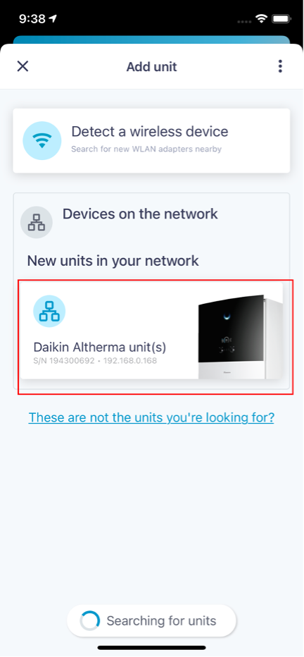 ONECTA se konektuje na bežični uređaj